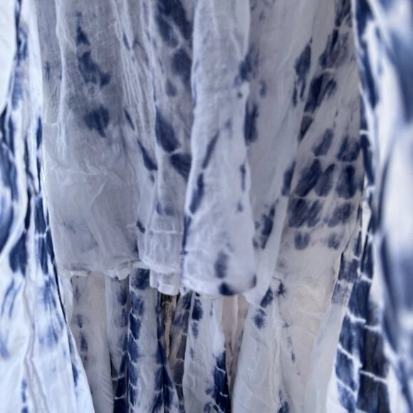 Now And Then Skirt Womens Medium Blue/white Maxi Boho Bubble Tie Dyed Flared - Picture 5 of 9